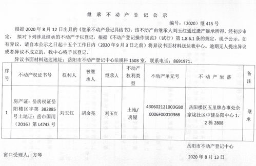 繼承 受遺贈 不動產登記公告 劉玉紅